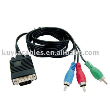 VGA to 3 RCA Cable Component VIDEO Adapter Cord Wire For Laptop RGB LCD TV